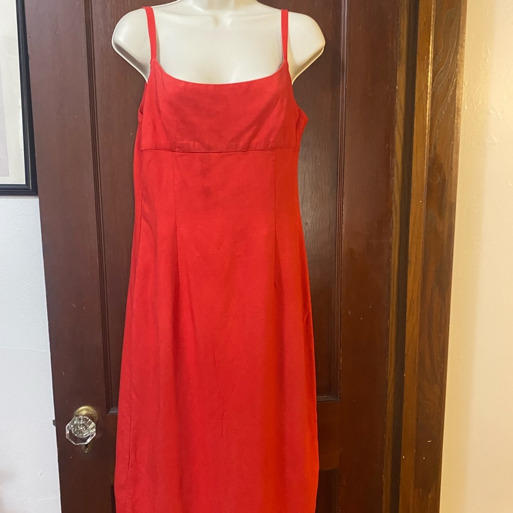 Red Slimming spaghetti strap mid thigh dress